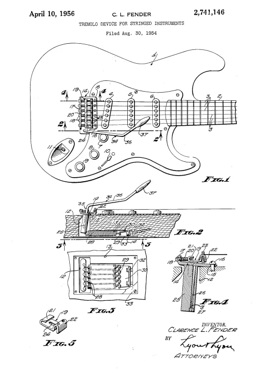 Fender Synchronized Tremolo Patent Art